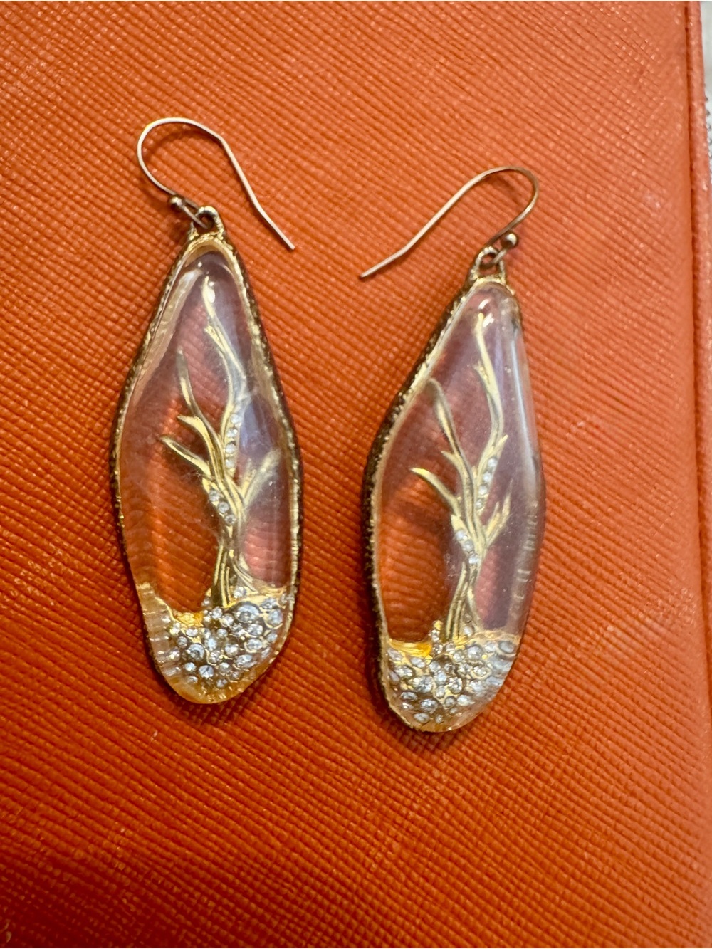 Alexis Bittar Gold Branch Drop Earrings - Clear with Gold Accents
